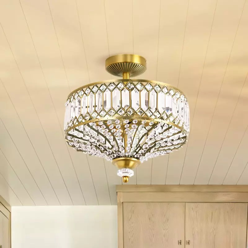 Crysalith – Luxury Crystal Drum Semi Flush Ceiling Light