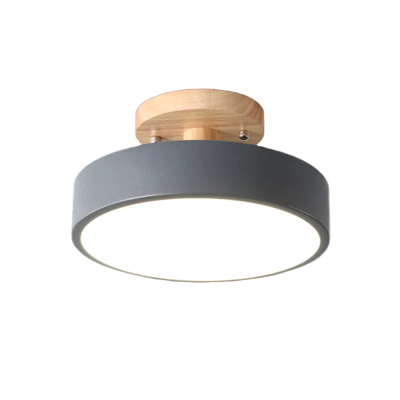 Aqiora – Modern Circular LED Ceiling Light Wood Base