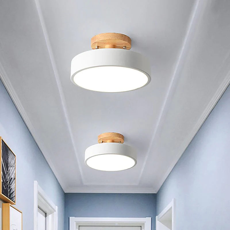 Aqiora – Modern Circular LED Ceiling Light Wood Base
