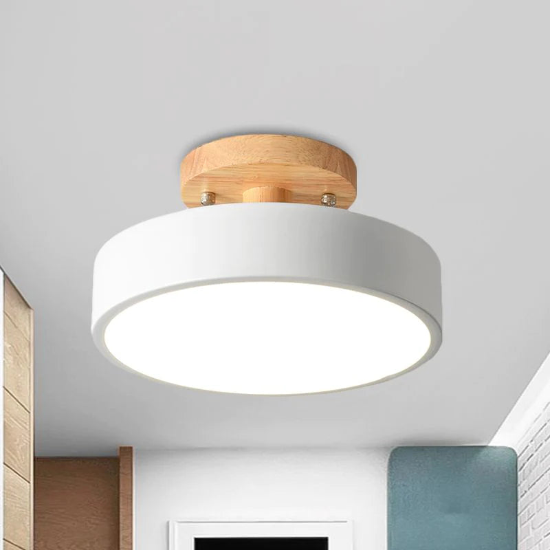 Aqiora – Modern Circular LED Ceiling Light Wood Base