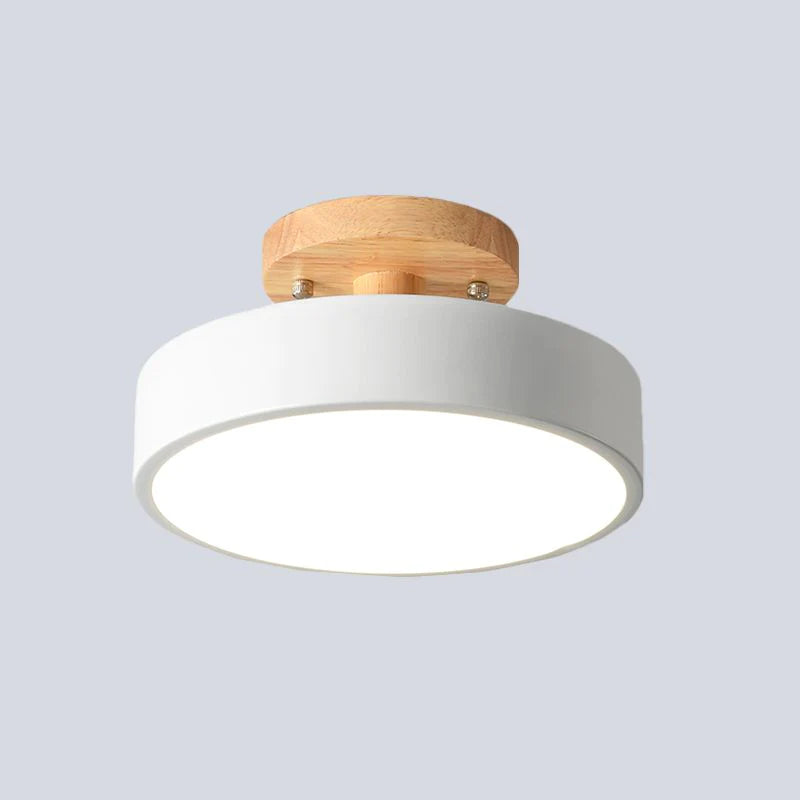 Aqiora – Modern Circular LED Ceiling Light Wood Base