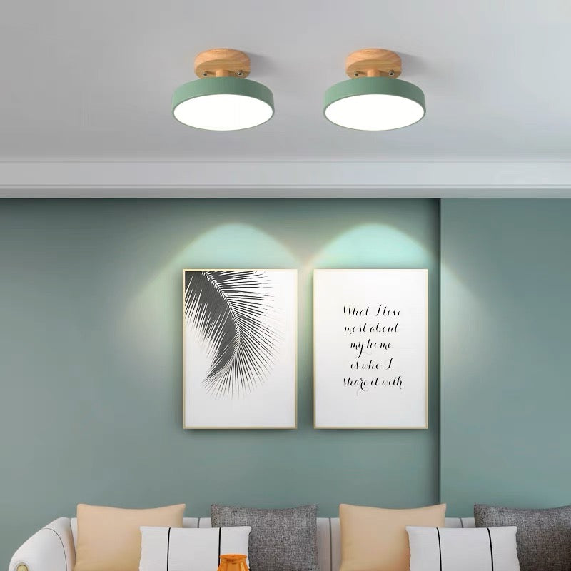 Aqiora – Modern Circular LED Ceiling Light Wood Base