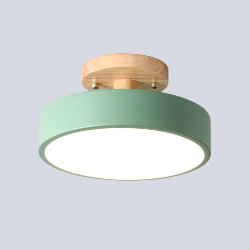 Aqiora – Modern Circular LED Ceiling Light Wood Base