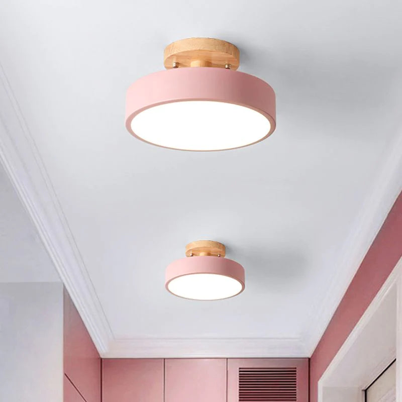 Aqiora – Modern Circular LED Ceiling Light Wood Base