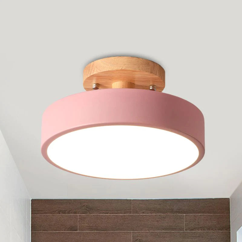 Aqiora – Modern Circular LED Ceiling Light Wood Base