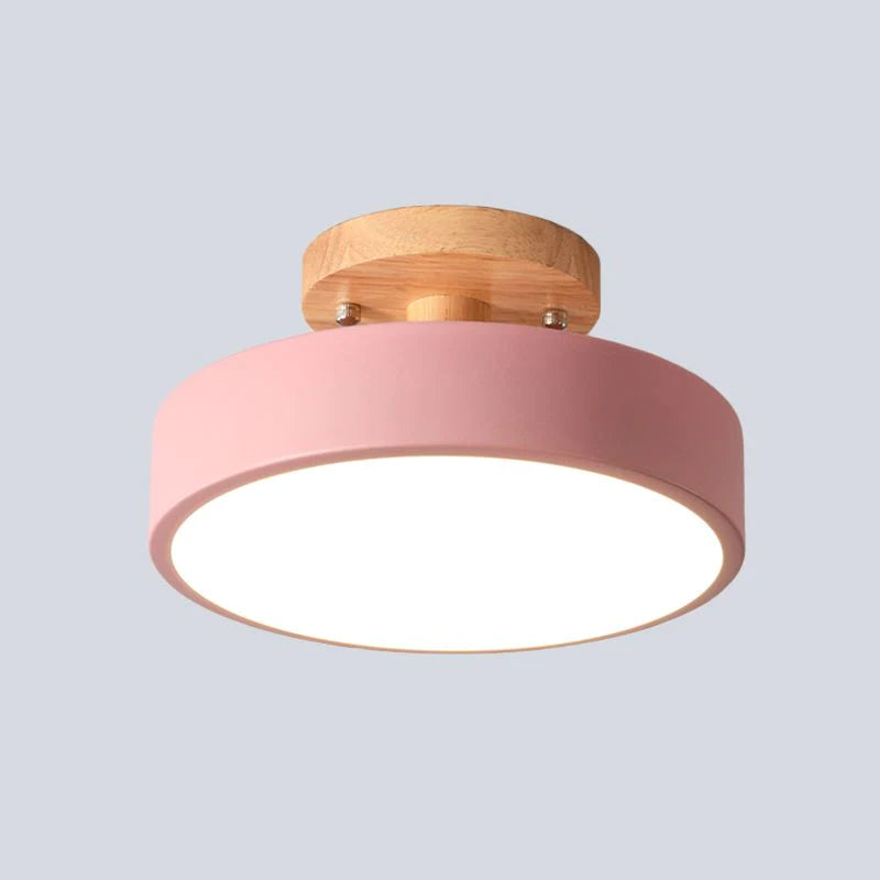 Aqiora – Modern Circular LED Ceiling Light Wood Base