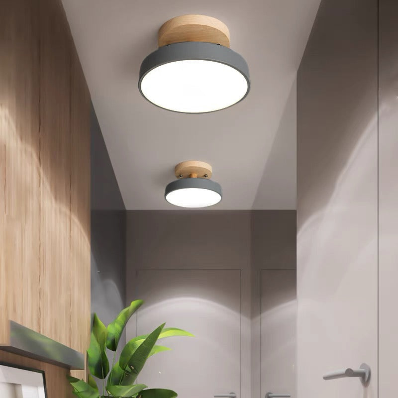 Aqiora – Modern Circular LED Ceiling Light Wood Base