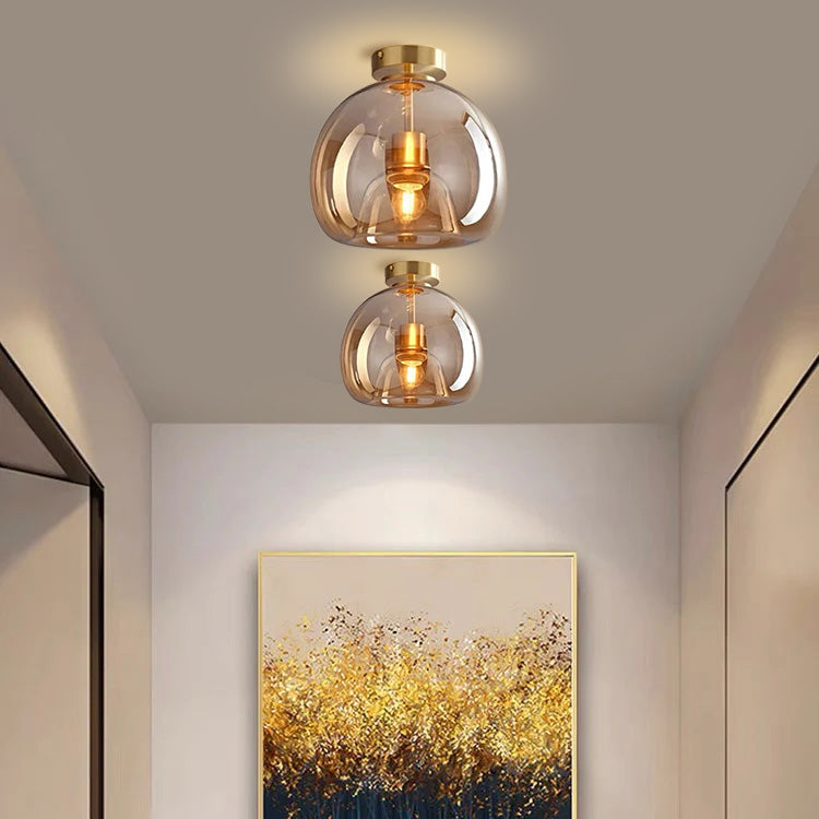 Meliora - Tinted Glass Bowl Semi Flush Ceiling Light