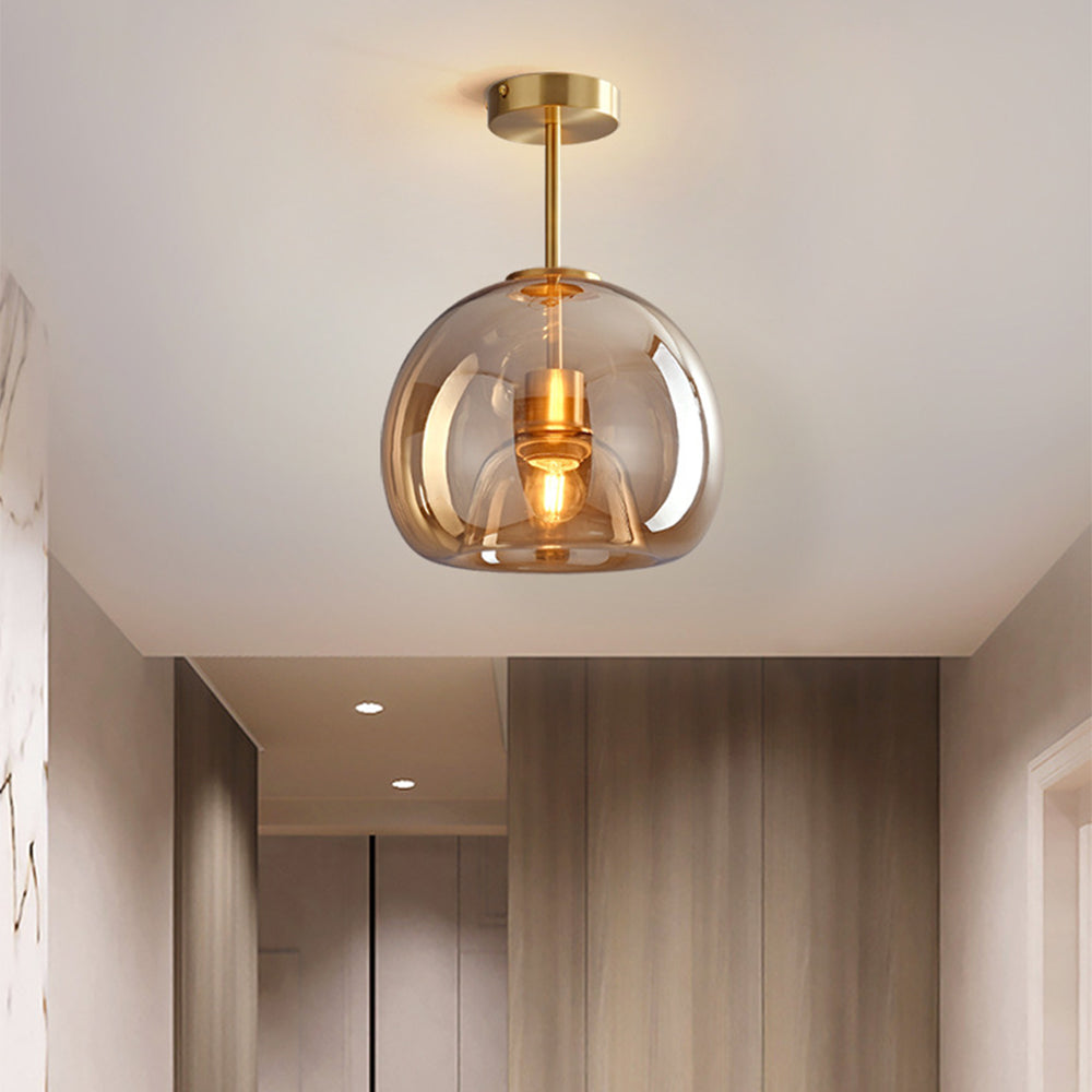 Meliora - Tinted Glass Bowl Semi Flush Ceiling Light