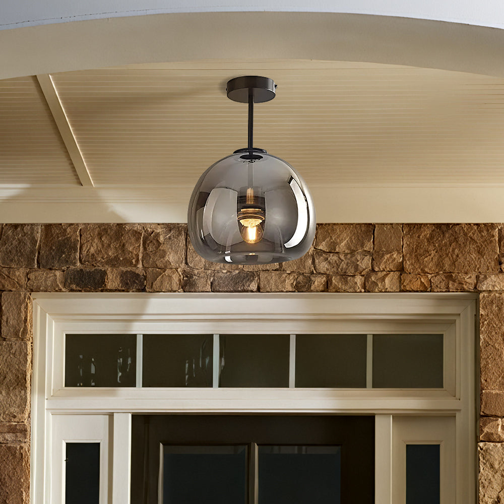 Meliora - Tinted Glass Bowl Semi Flush Ceiling Light