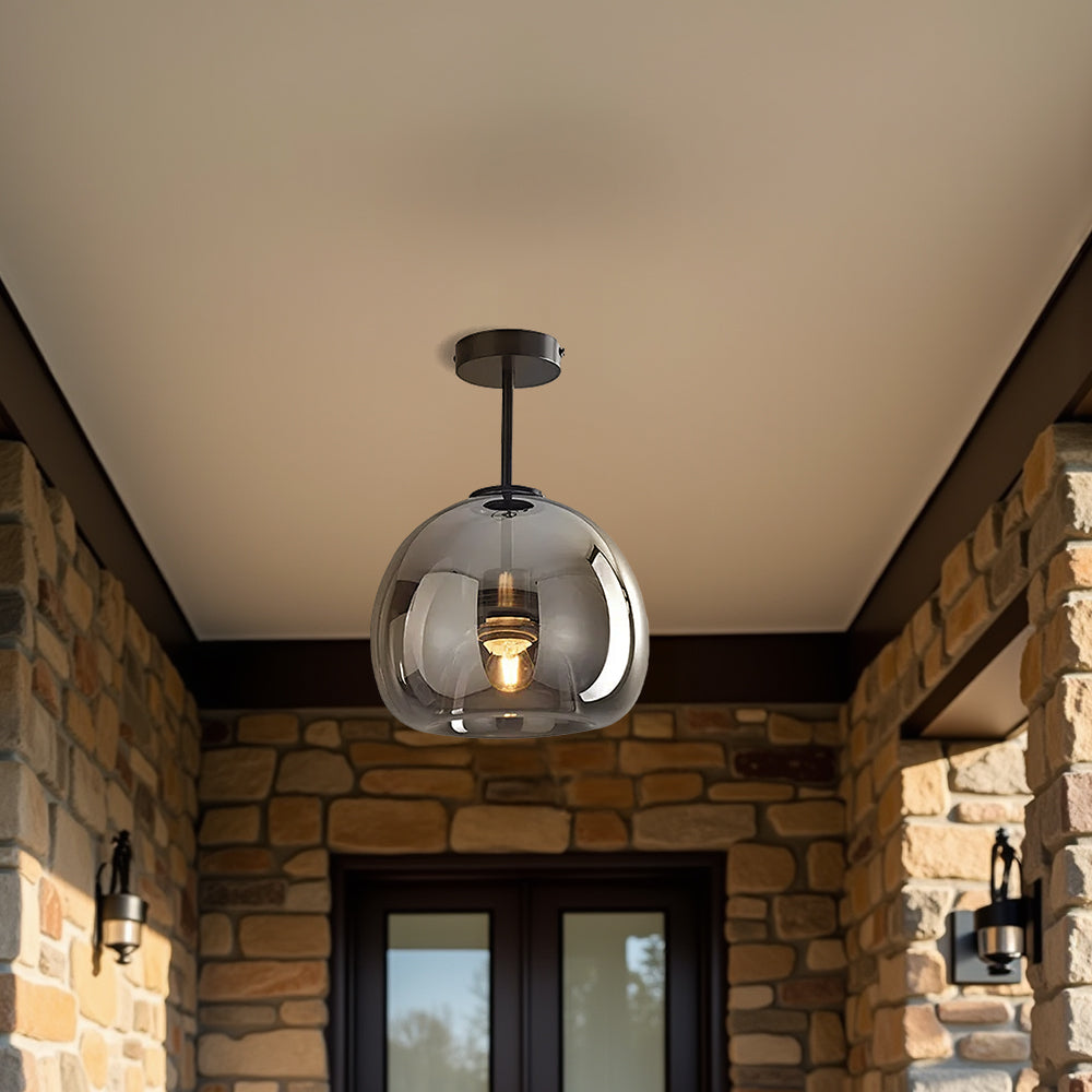 Meliora - Tinted Glass Bowl Semi Flush Ceiling Light