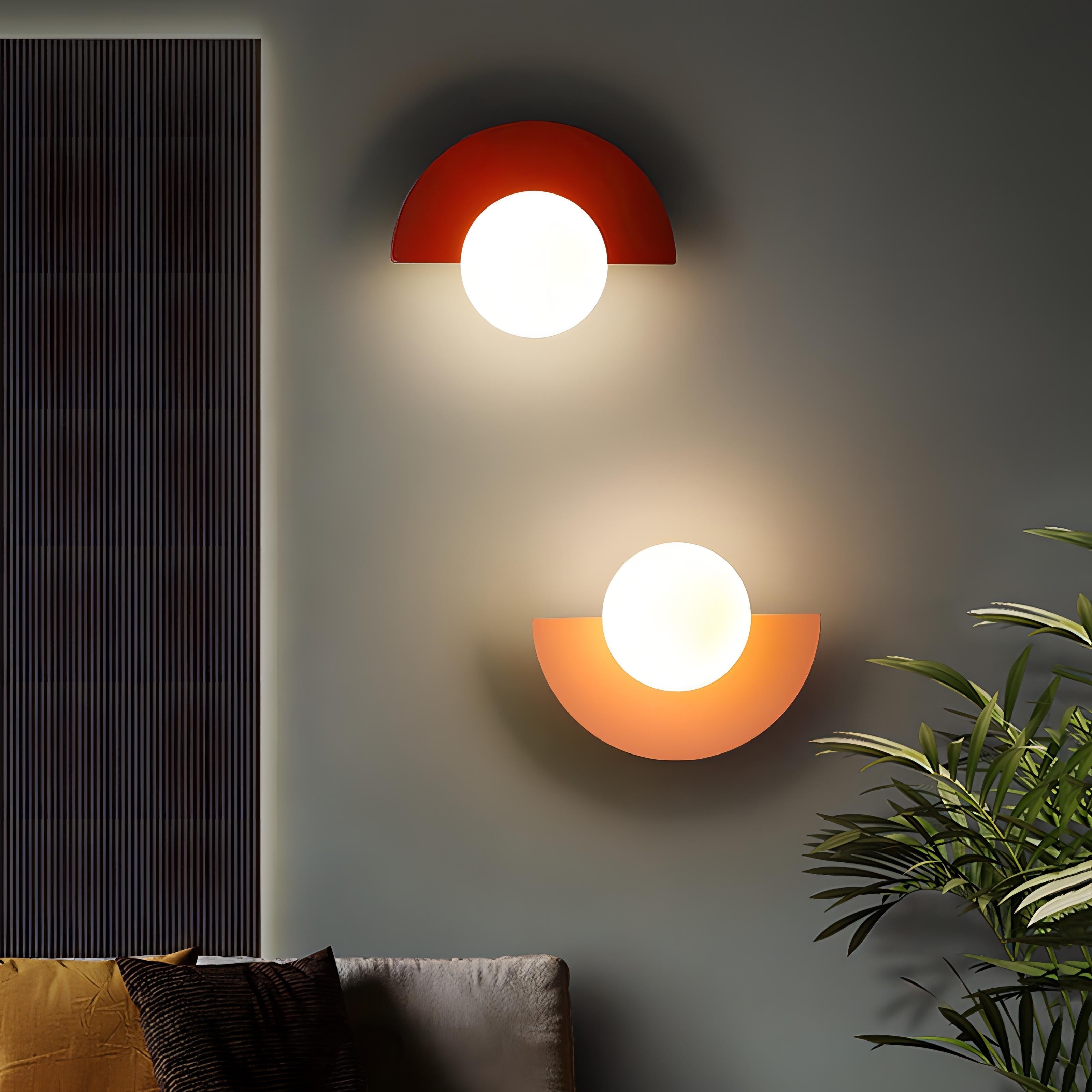 Naorena – Lampada da Parete a Semicerchio con Paralume Rotondo