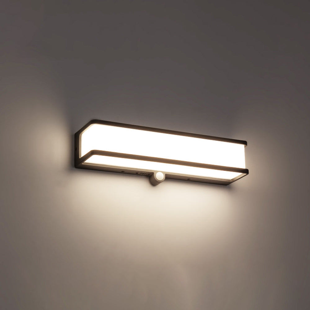 Aerion - Modern Minimalist Rectangular Acrylic Sensor Solar IP65 Waterproof Outdoor Wall Light