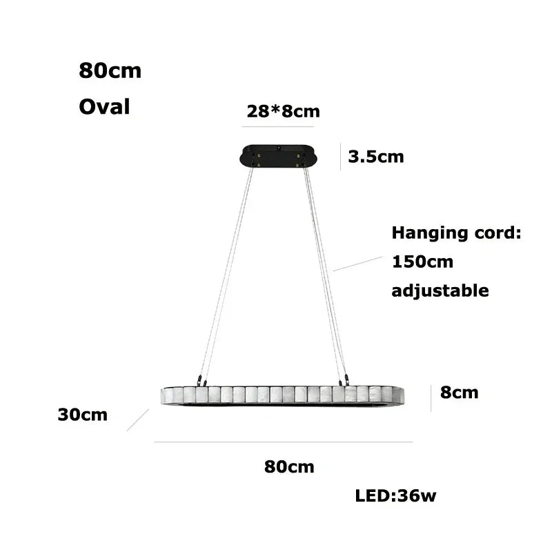 Ovallure - Moderne oval marmor loftslampe med vedhæng
