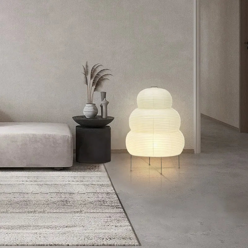Erosia – Artistic Wabi-Sabi Rice Paper Floor Lamp with Adjustable Stand