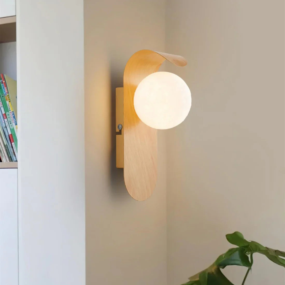 Naoren – Lampada da Parete Sferica Effetto Legno LED