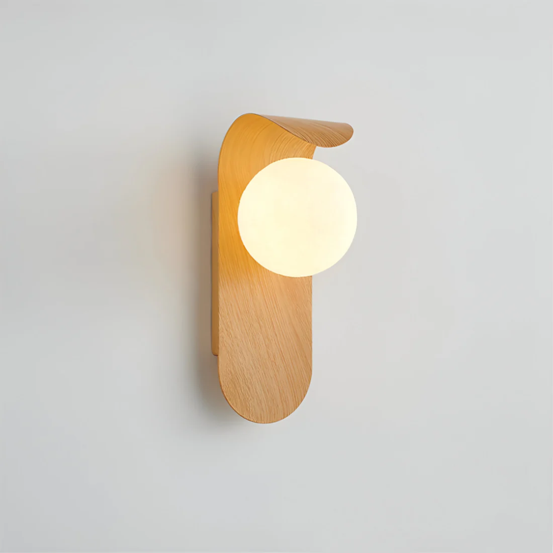 Naoren – Applique murale sphérique effet bois LED