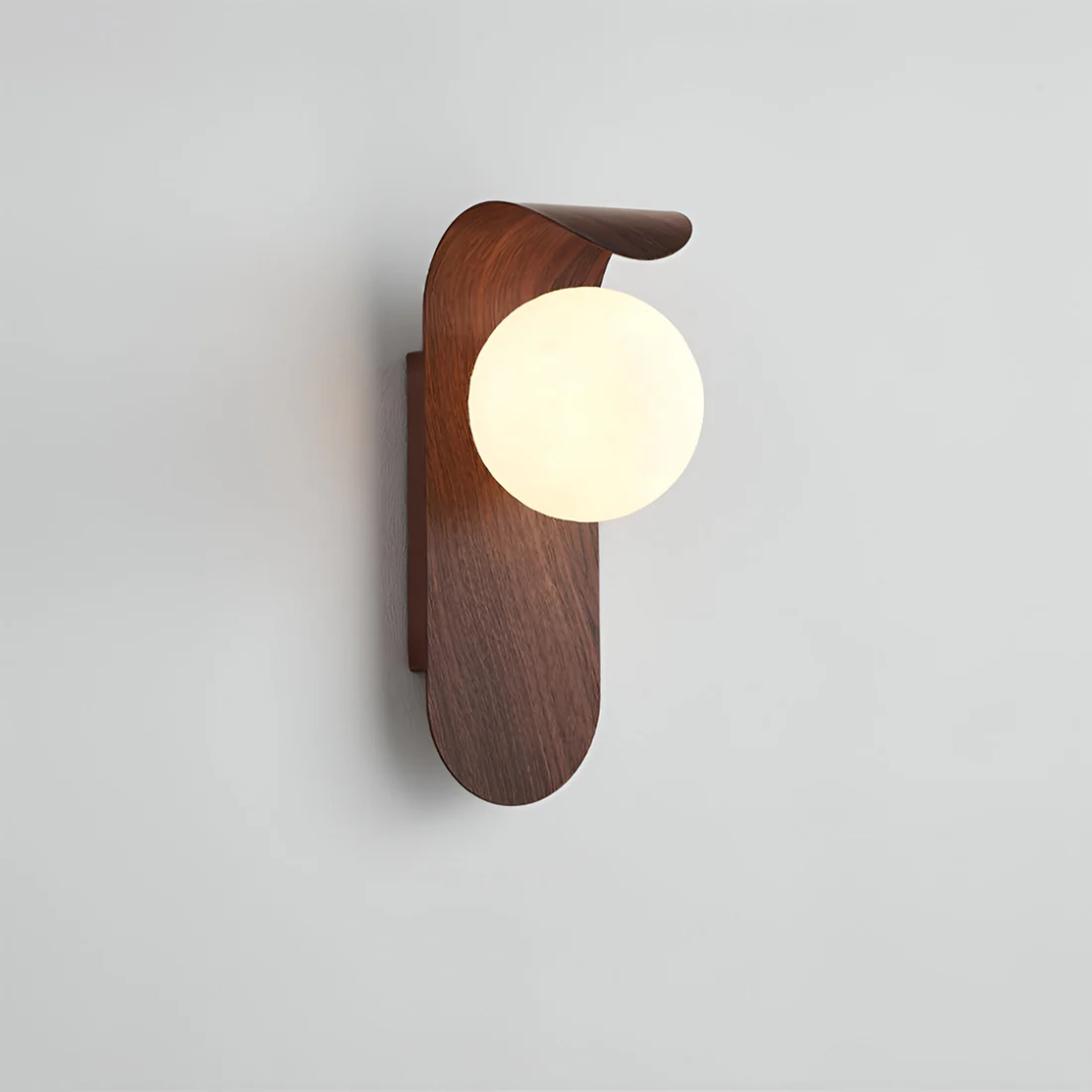 Naoren – Lampada da Parete Sferica Effetto Legno LED