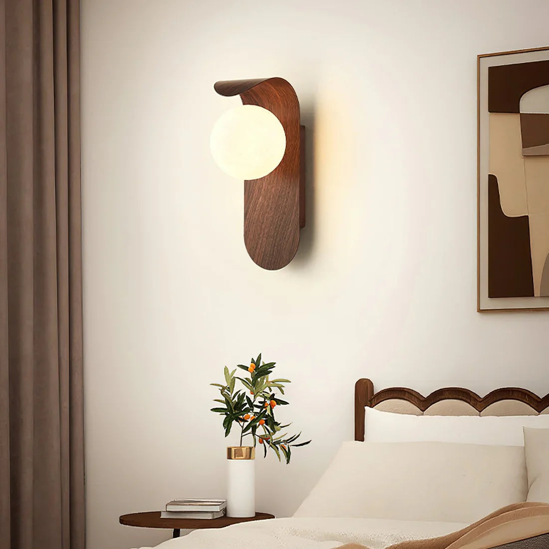 Naoren – Lampada da Parete Sferica Effetto Legno LED